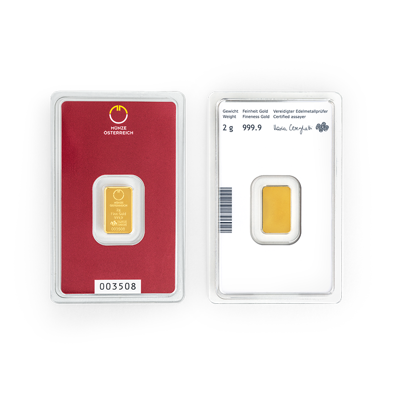 Gold bar 2g Austrian Mint