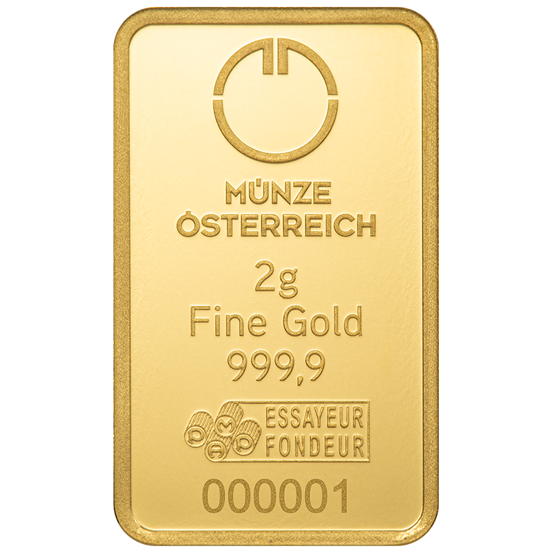 Gold bar 2g Austrian Mint
