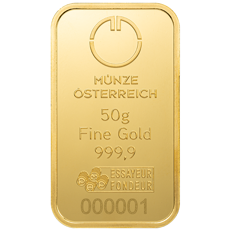 Gold bar 50g Austrian Mint